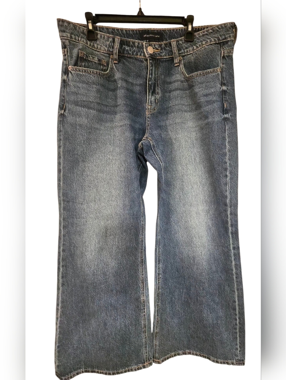 AÉROPOSTALE Blue Baggy Flare Jeans - Classic Medium Wash 12S